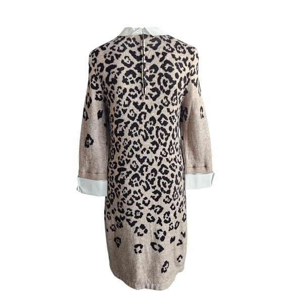 CYNTHIA ROWLEY Wool Sweater Dress  Leopard‎ Brown Black Sz Medium Acadamia - Picture 4 of 9
